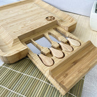 Bamboo Cheese Board & Cheese Knife Set close up