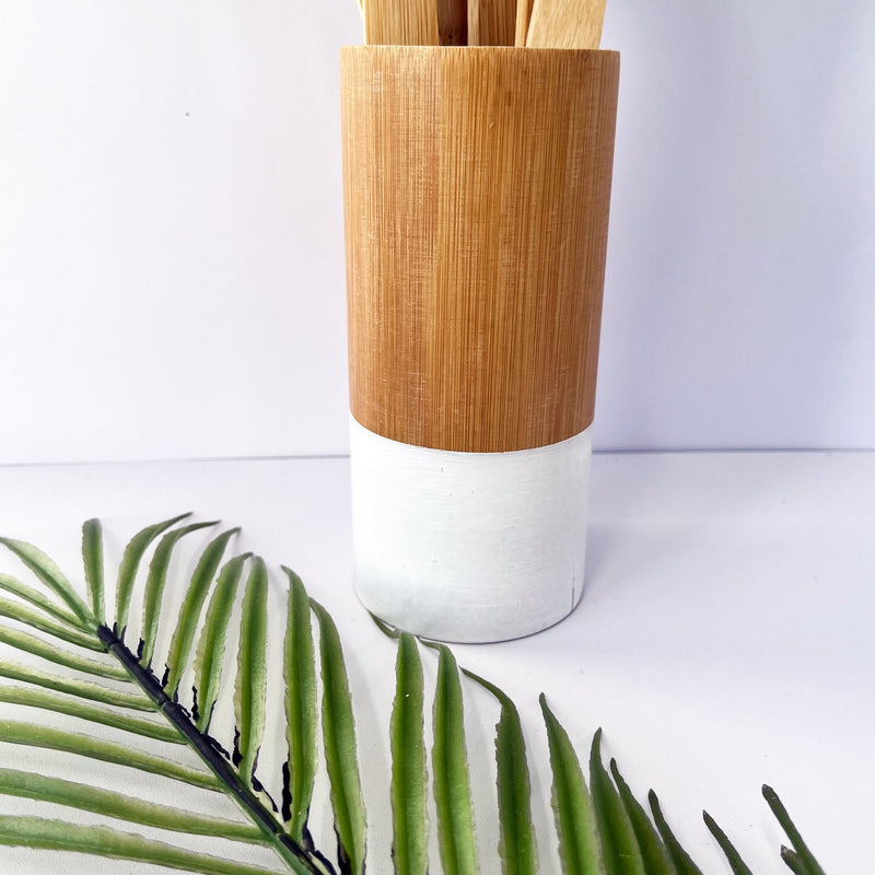 Bamboo Cooking Utensil & Holder Set - Cherish Home