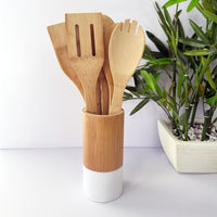 Bamboo Cooking Utensil & Holder Set - Cherish Home