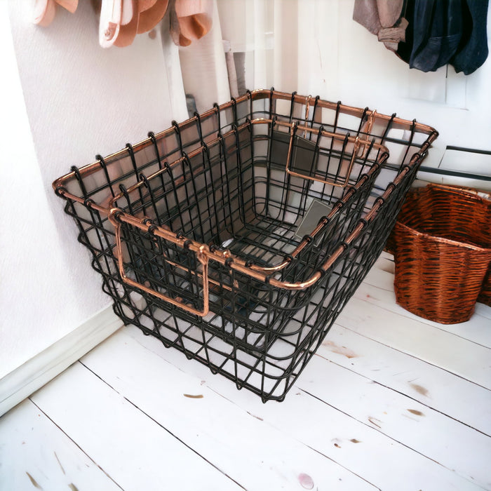 Black & Copper Style Rectangular Baskets - Cherish Home
