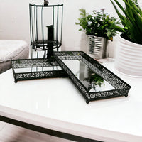 Black Decorative Rectangular Display Trays - Mirror Effect - Cherish Home