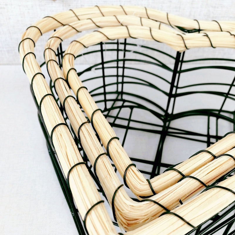 Black Wire Heart Storage Baskets Close Up