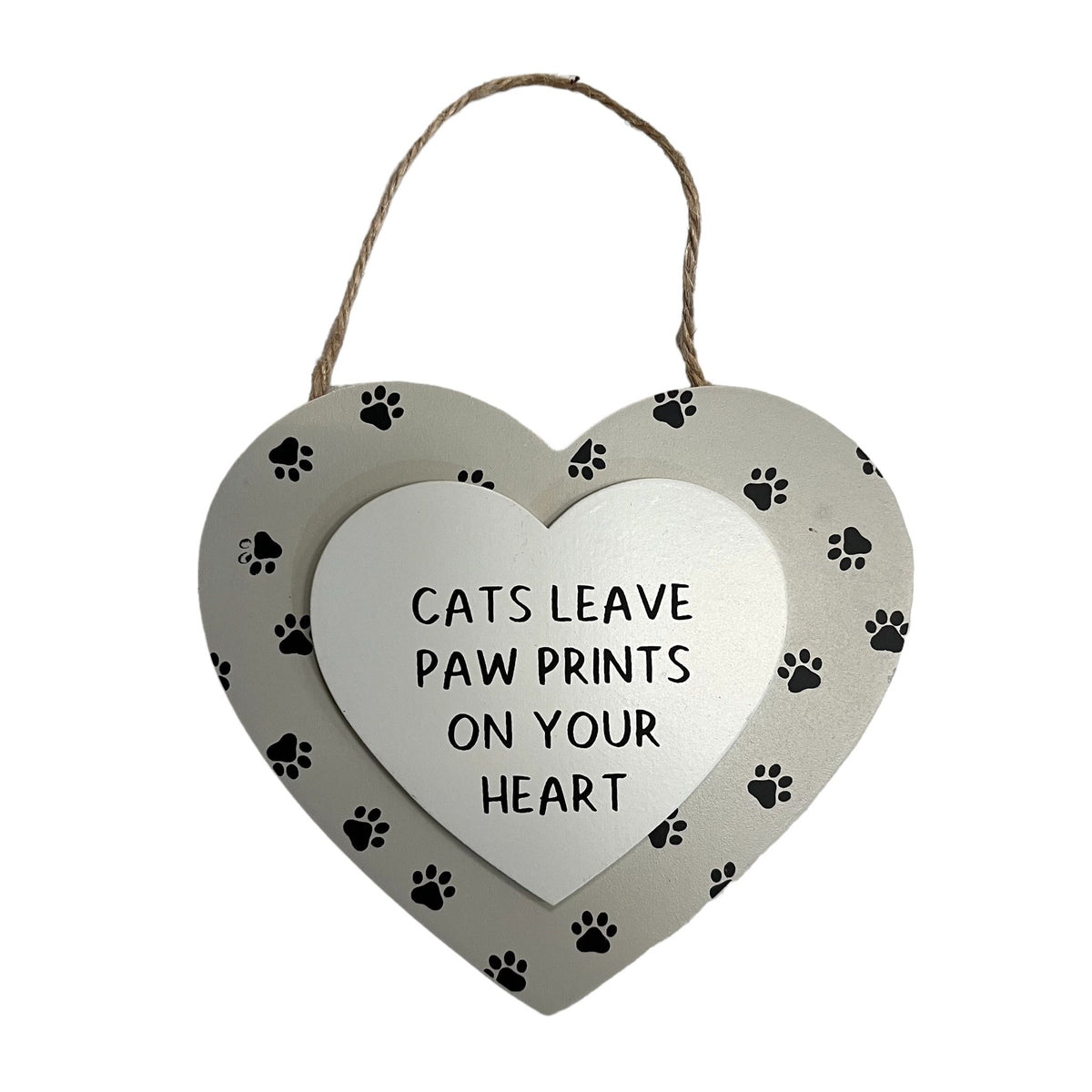 Cats Leave Paw Prints Hanging Heart Sign - Cherish Home