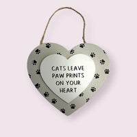 Cats Leave Paw Prints Hanging Heart Sign - Cherish Home