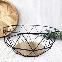 Copia Wire & Wood Fruit Bowl on Table