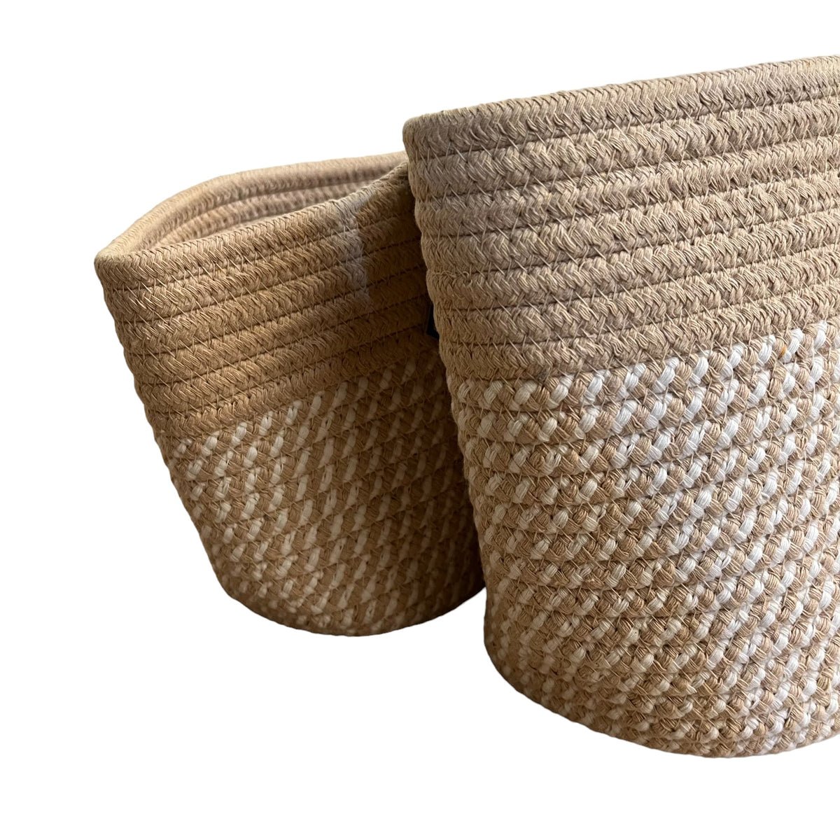 Cotton Rope Round Storage Baskets Set of 2 - Cherish Home