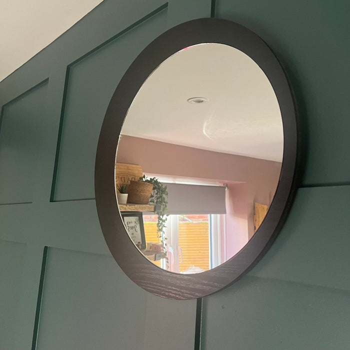 Decorative Black Abstract Wooden Framed Wall Mirror - 40cm - Cherish Home
