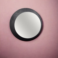 Decorative Black Abstract Wooden Framed Wall Mirror - 40cm - Cherish Home