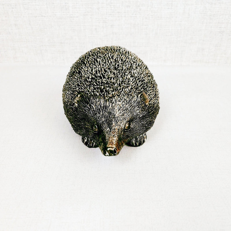 Decorative Silver Style Hedgehog ornament front view 