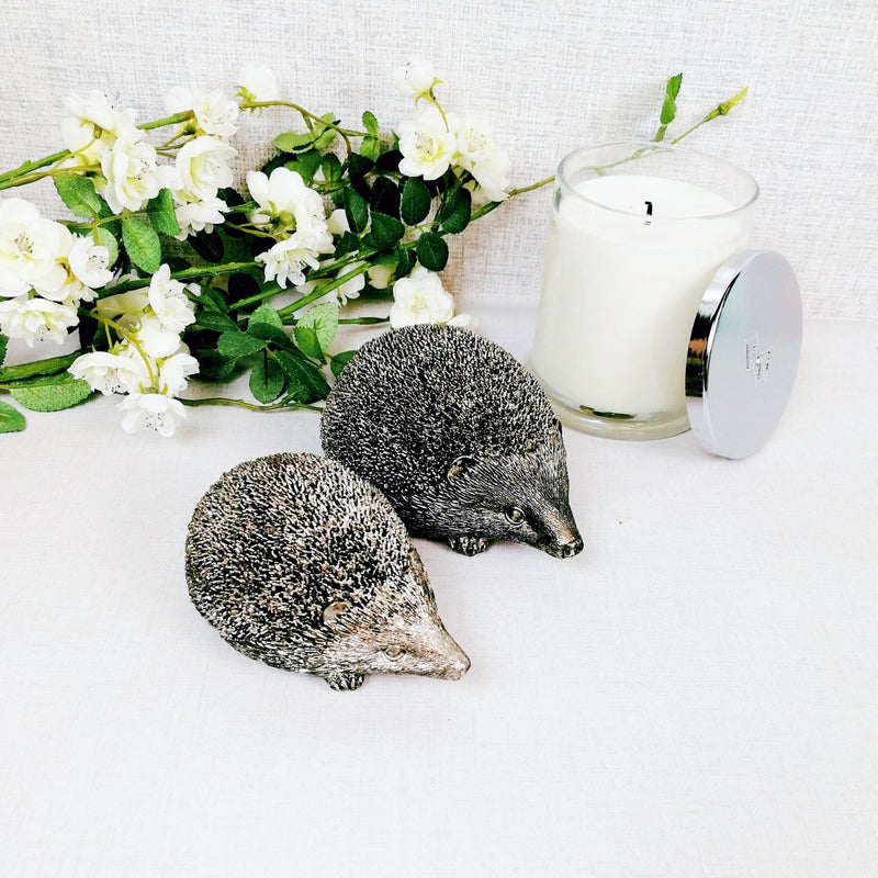Decorative Silver Style Hedgehogs ornaments with candle
