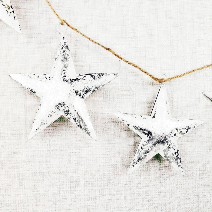 Hanging White and Silver Stars