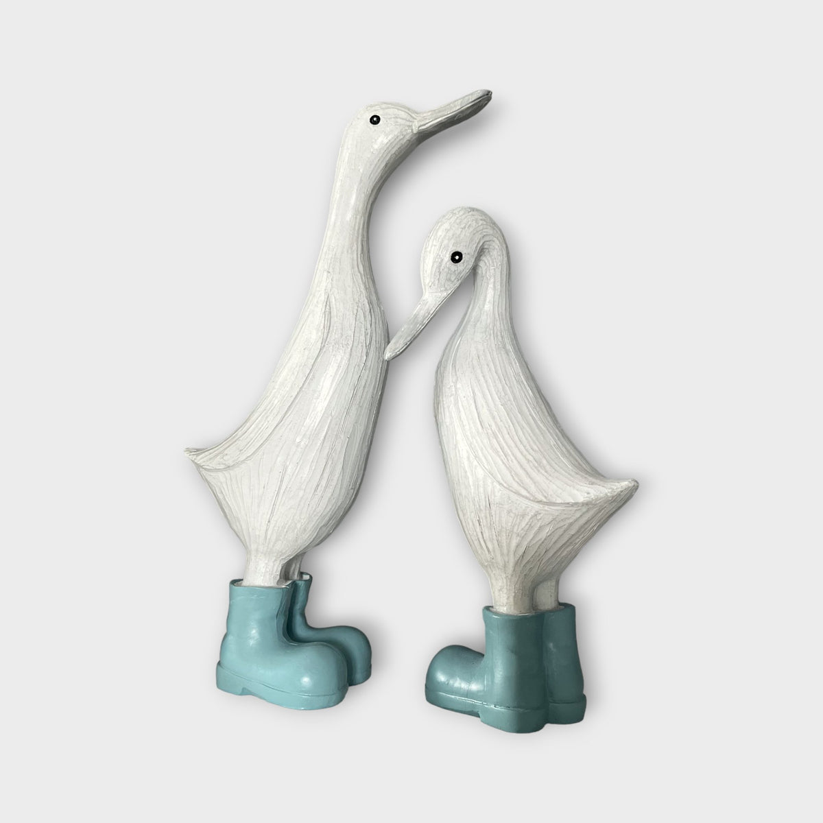 Denny & Deanna Duck White Ornaments in Blue Wellies - Cherish Home