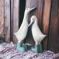 Denny & Deanna Duck White Ornaments in Blue Wellies - Cherish Home