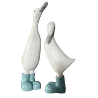 Denny & Deanna Duck White Ornaments in Blue Wellies - Cherish Home