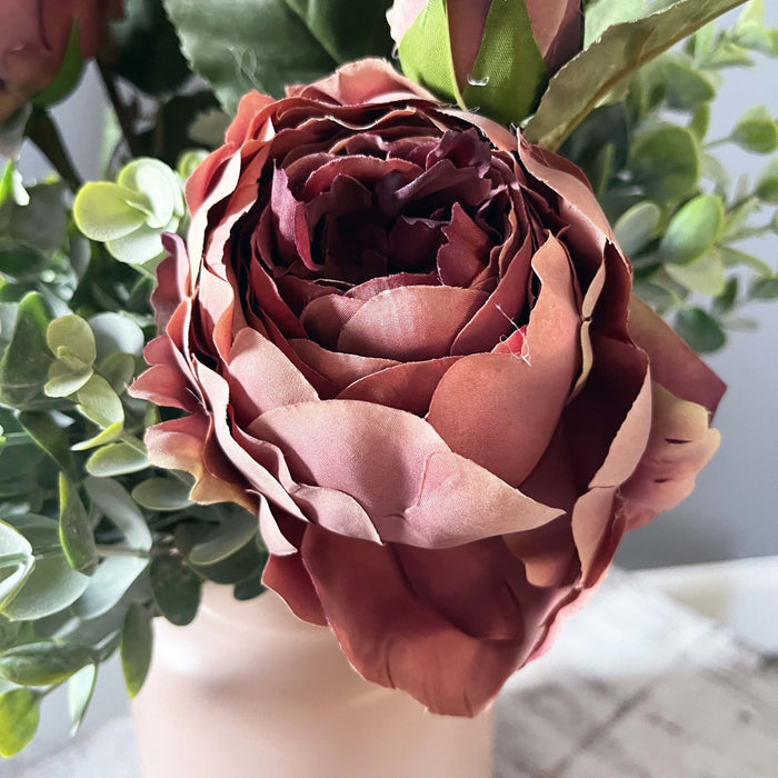 Dusty Pink Spray Rose Peony close up.