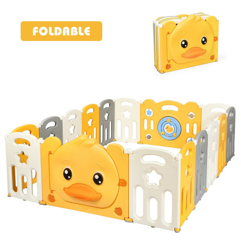 Foldable Baby Playpen Activity Centre with Toys & Safety Lock - Cherish Home