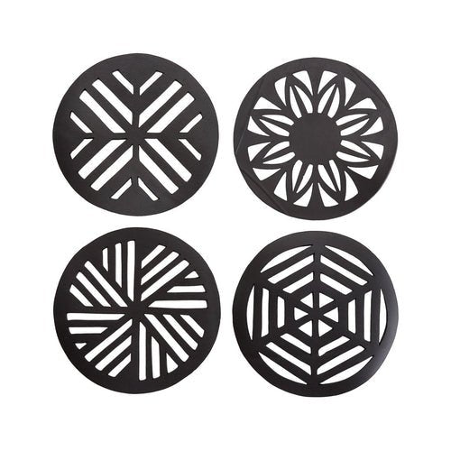 Geometric Handcrafted Recycled Rubber Coasters - Set of 2 or 4 - Cherish Home