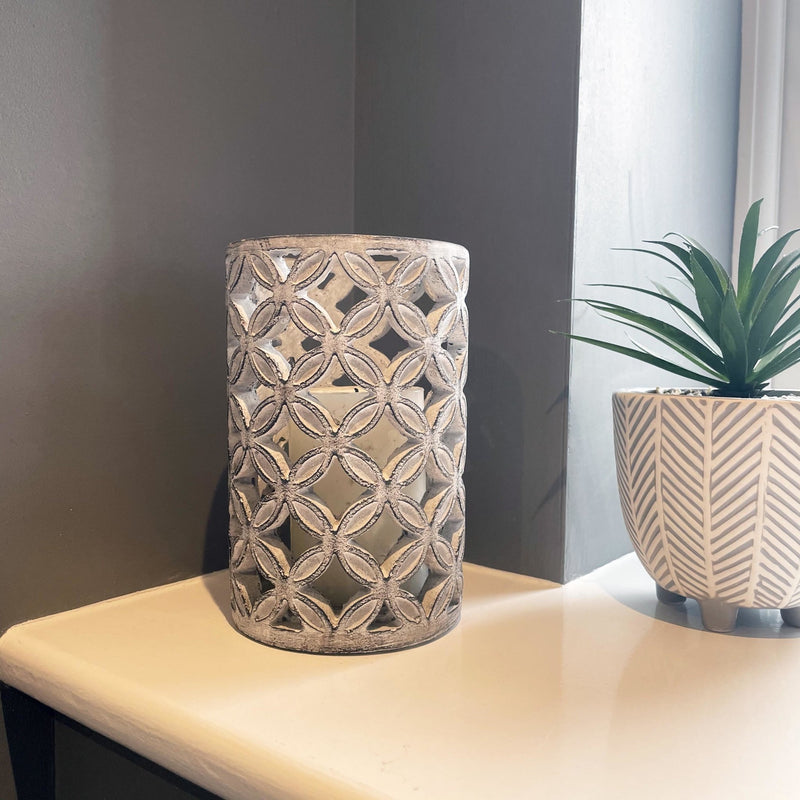 Geometric Stone Candle Holder with planter