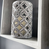 Geometric Stone Candle Holder on shelf close up