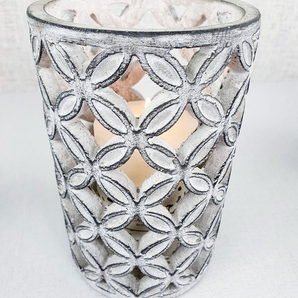 Geometric Stone Candle Holder side view
