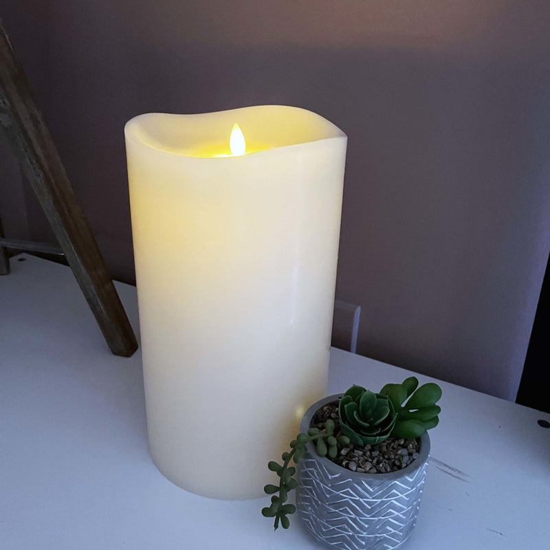 Giant Luminara Flameless Ivory Pillar Candle with Wax Finish – Cherish Home