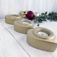 Gold Heart Tea Light Candle Holder set of three side view