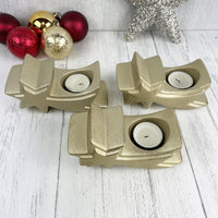 Gold star tea light candle holder set of three