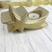 Gold star tea light candle holder 