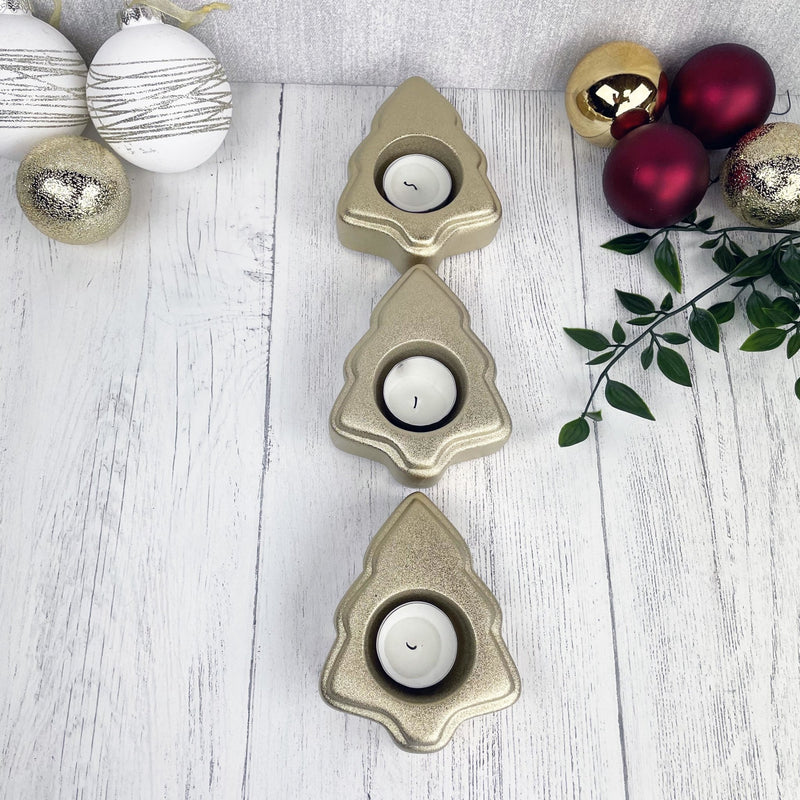 Gold Tree Tea Light Candle Holder with baubles
