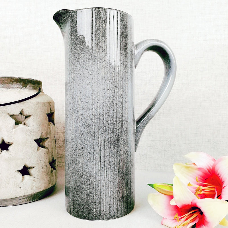 Gradus Ceramic Grey Jug with a star lantern and pink flowers
