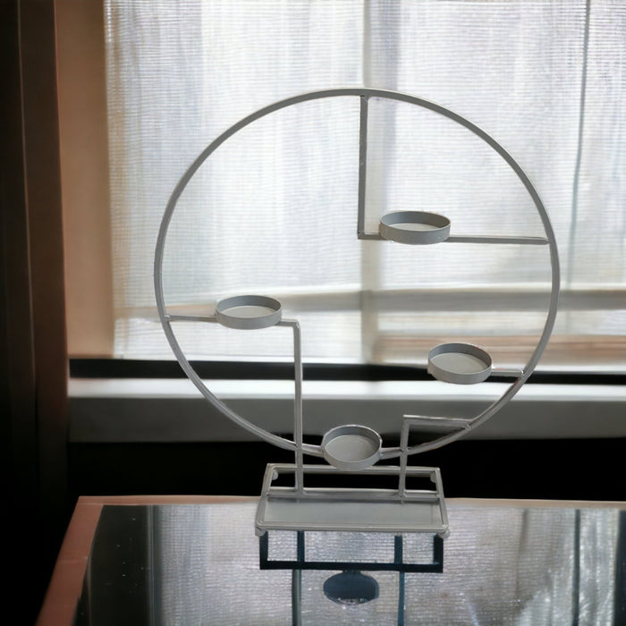 Grey Metal Circular Tea Light Holder - Cherish Home