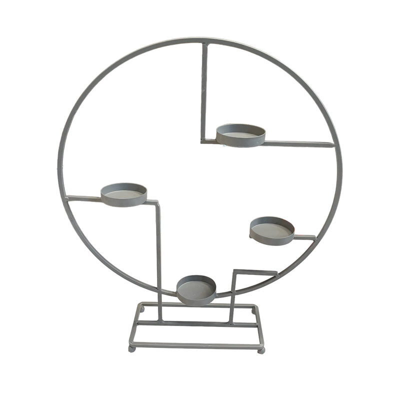 Grey Metal Circular Tea Light Holder - Cherish Home