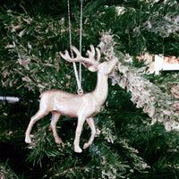 Hanging Silver Stag decoration on Christmas tree