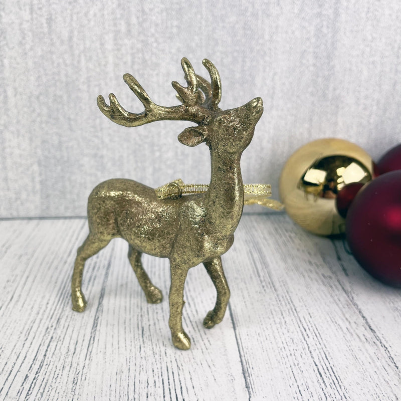 Hanging Gold Stag Christmas Tree Decoration
