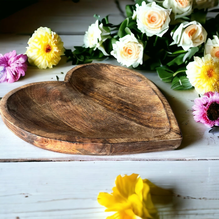 Heart Shaped Mango Wood Fruit Bowl - Cherish Home