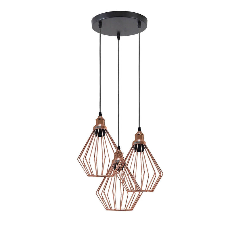 Industrial Vintage Retro Metal Ceiling 3 way Round Hanging Pendant - Cherish Home