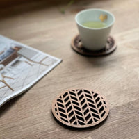 Japanese Patterns Upcycled Teak Wood Coasters - Individual / Set of 4 - Cherish Home