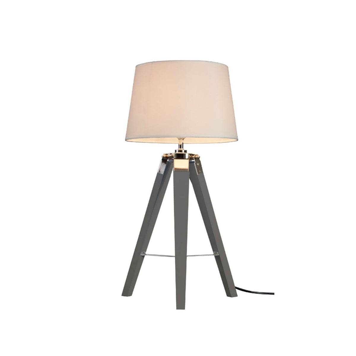 Lamp Tripod Table Light Contemporary Wood Base Grey/Brown - Cherish Home