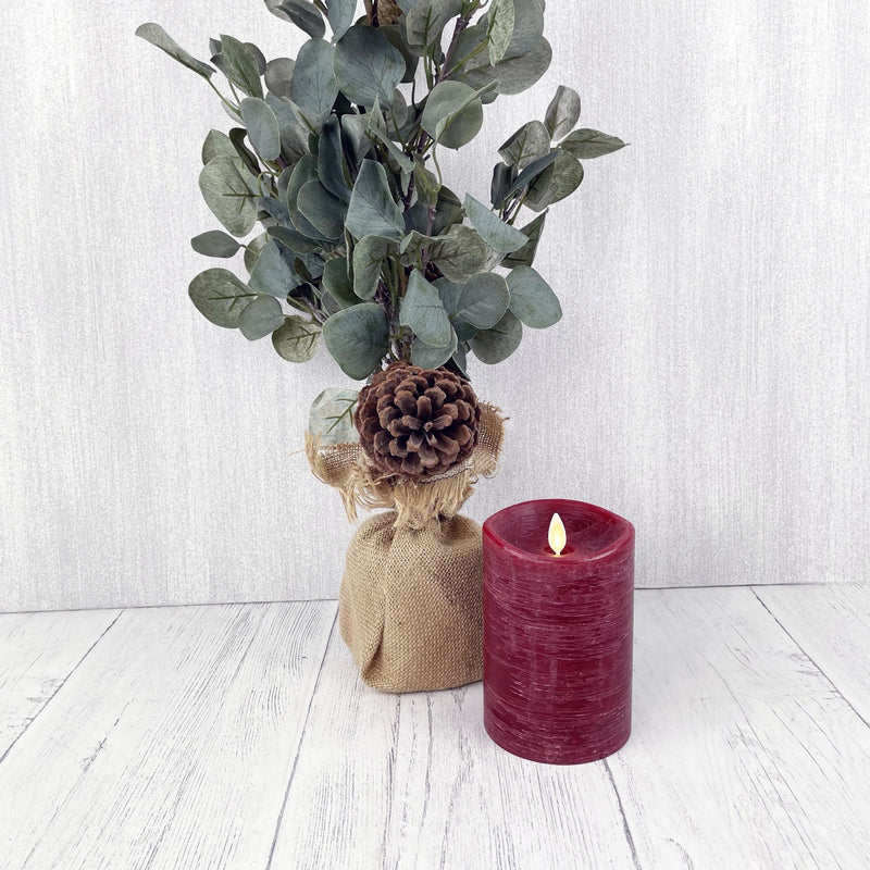 Large Eucalyptus Tree with Linen Base with Red Luminara Candle