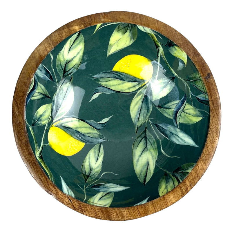 Lemons & Leaves Design Mango Wood Bowl - Cherish Home