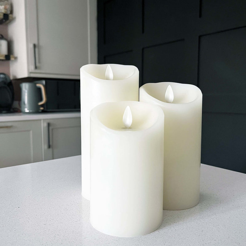 Luminara Real Wax Flameless Ivory Pillar Candle Gift Set