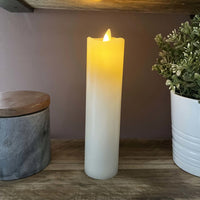 Luminara Real Wax Flameless Slim Ivory Pillar Candle (20cm tall)