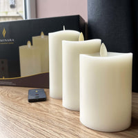 Luminara Real Wax Honey Scented Flameless Ivory Pillar Set (3 Pack)