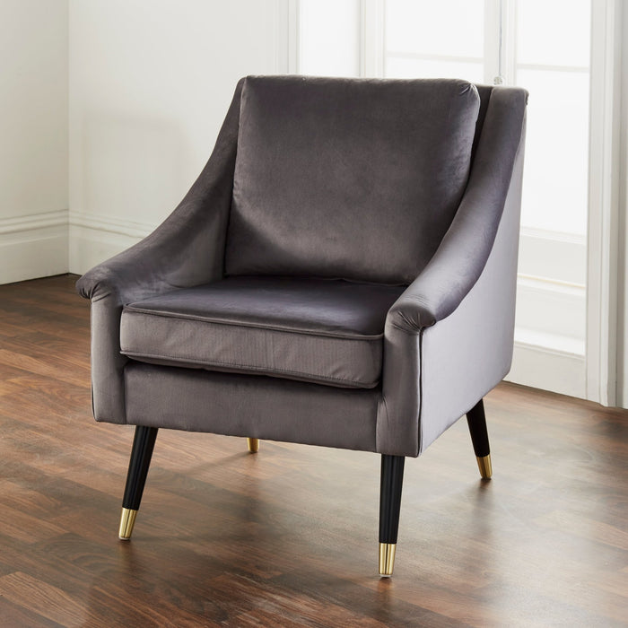 Luxury Grey Velvet Grace Armchair - Cherish Home