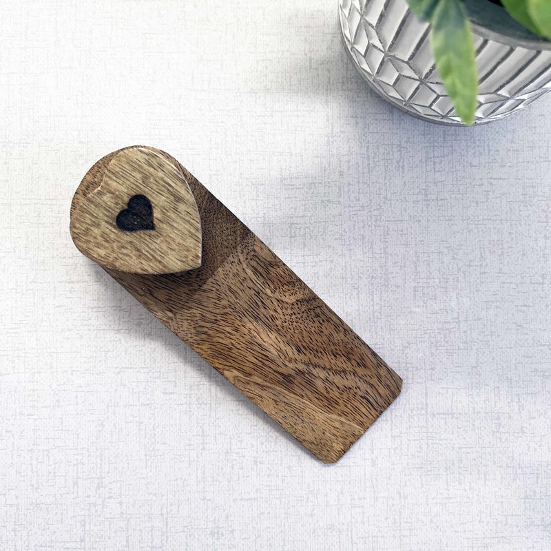 Mango Wood Heart Door Stop - Cherish Home