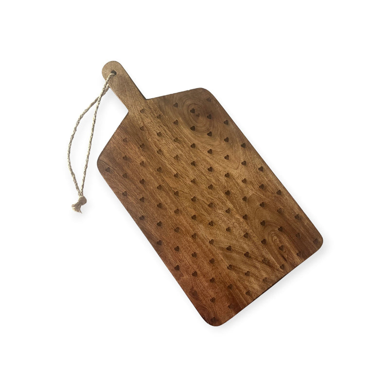 Mango Wood Heart Paddle Chopping Board with Handle - Cherish Home