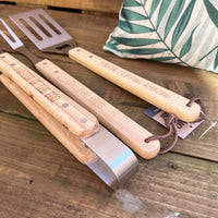 ''Master of the BBQ'' Wooden Barbeque Tool Set - Cherish Home