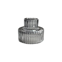 Minimalist Clear Glass Taper Candle Holder in Smokey Black - Cherish Home