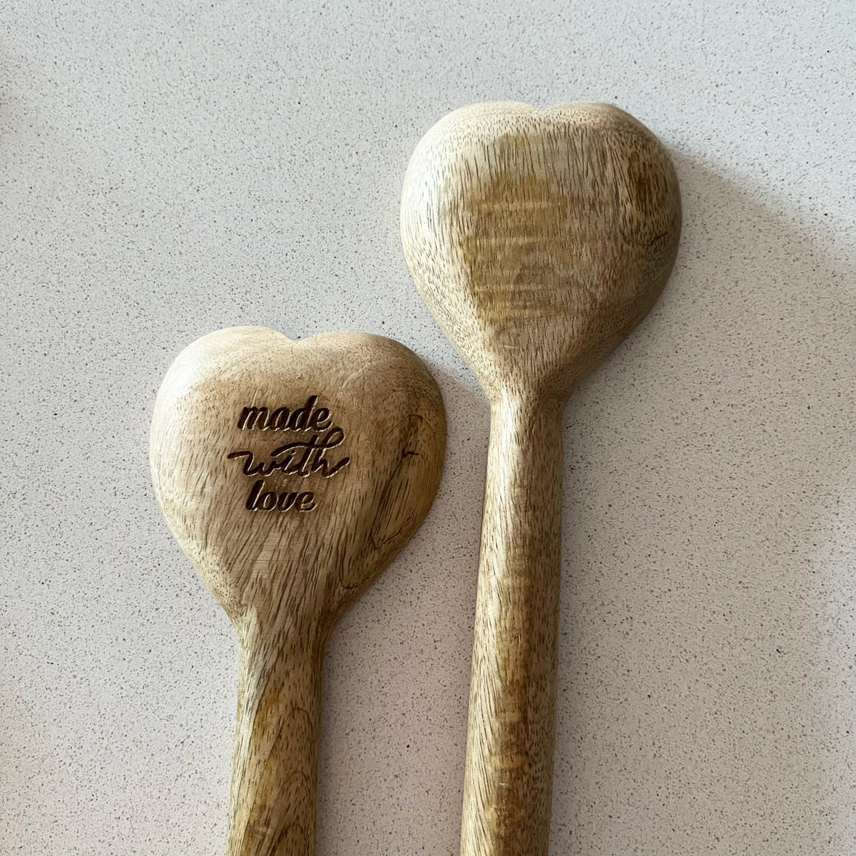 Natural Mango Wood Heart Wooden Spoons (Pair of 2) - Cherish Home