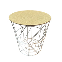 Neutral Wood Top Basket Side Table - Cherish Home